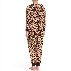 PJ Couture Leopard Fleece Front Zip One Piece PJ
